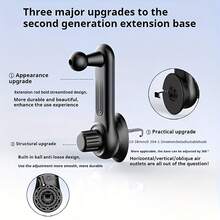 Gravity Lock Anti-Shake Car Phone Holder - Adjustable Air Vent Grip, Waterproof ABS Material - Black - View 7