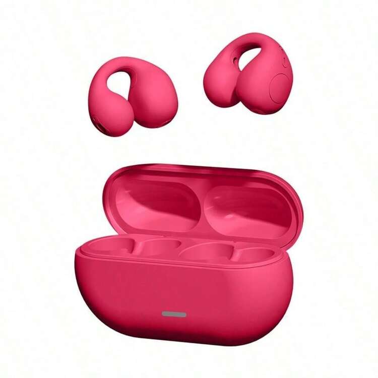 Auriculares inalámbricos Bluetooth 5.3 TWS con conducción ósea, clip para la oreja, música, cancelación de ruido, HD para llamadas, deportes y juegos - Caqui - Añade 15