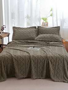 1 chiếc chăn nhung màu nâu nhạt mềm mại, thân thiện với da, viền cuộn, thích hợp cho phòng ngủ và phòng khách. - màu nâu - Xem 5