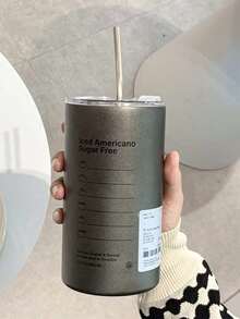 1个不锈钢旅行保温杯，带吸管，大容量耐用保温咖啡杯，带防溅盖，适用于咖啡、冷饮、热茶，也可作为礼品赠送 - 深灰色 - 查看 2