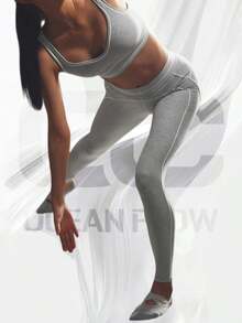 Alosoft High-Waist Heart Throb Legging - Athletic Heather Grey/White - View 3