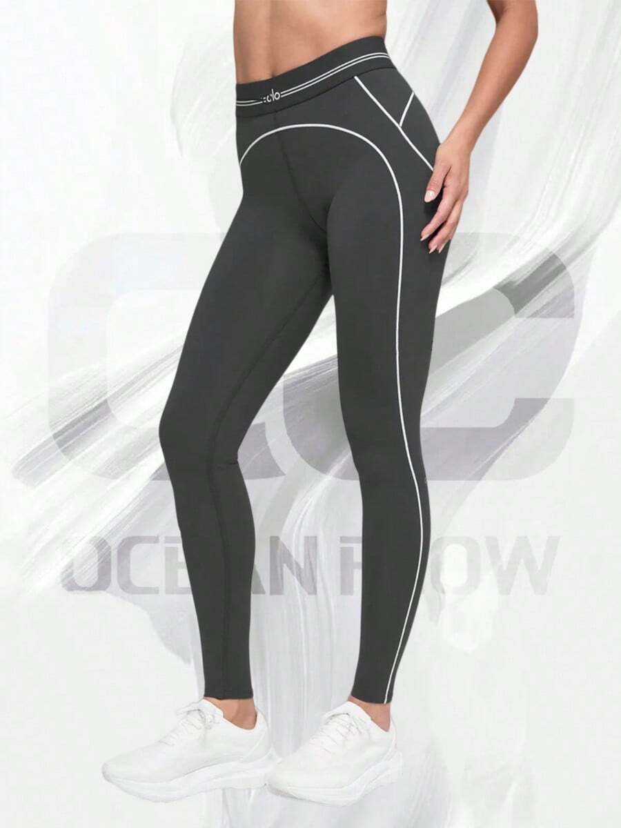 Airbrush High-Waist Heart Throb Legging - 無菸煤色/白色 - 查看 1