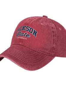 Jackson State Vintage Washed Distressed Baseball Cap Golf Dad Hat For Men Women - Red - View 2