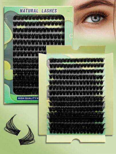 Waloshow 280 piezas Extensiones de pestañas postizas D-Curl de 9-16mm de longitud mixta, set de extensiones de pestañas postizas naturales y esponjosas segmentadas