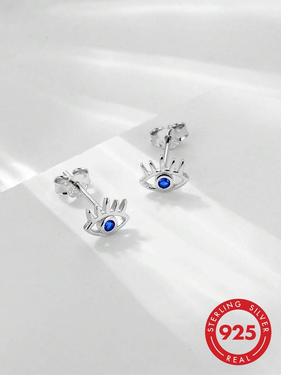 HuooNew 1 Pair Delicate 925 Sterling Silver Earrings Inlaid With Zirconia, Elegant Hook Design, Suitable For Daily Wear, Great Gift Choice - Silver - View 1