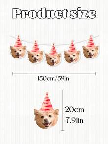 宠物主题生日拉旗，定制猫狗派对装饰，生日帽拍照拉花，宠物生日派对装饰拍照道具。定制宠物生日拉旗，猫狗派对拉花，生日帽拍照彩旗，宠物生日派对装饰 - 彩色 - 查看 11