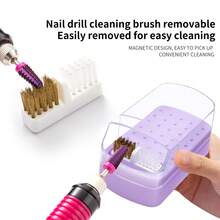 30-Hole Nail Drill Bits Storage Box With Cleaning Brush, Nail Drill Bit Dust-Proof Display Stand, Nail Drill Bit Organizer - Multicolor - View 10