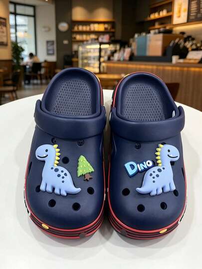 Kids Breathable Soft Bottom Dinosaur Sandals, Comfortable Home Slippers For Boys And Girls