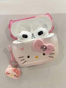 SANRIO 1个可爱KT卡通吊坠蓝牙无线耳机保护套，兼容苹果1/2/Pro/3/Pro2/4/Pro3 - 粉色 - 查看 3