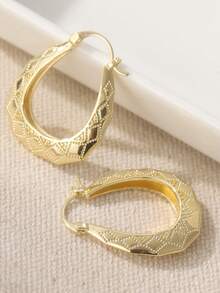Goldene Vintage handgeschnitzte Muster große Wassertropfen Ohrringe, klassisches elegantes Schmuckaccessoire für Frauen, geeignet als Urlaubsgeschenk - Gold - Übersicht 7