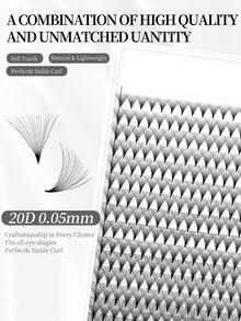 Racimo de pestañas pre-hechas 20D, extensión de pestañas con mango largo, racimo de pestañas Nagara, racimo de pestañas, pestañas individuales, pestañas, pestañas postizas - D - Ver 3