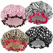 1pc Shower Cap For Women, Elastic And Reusable, Hair Bath Caps, Double Waterproof Layers Bathing Hat.Accessories Women.Travel Accessories. Sleep Bonnet - 彩色 - 查看 1