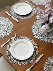 1/4/6pcs Creative PVC Gold Foil Raindrop Placemats, Suitable For Wedding Party Table Decoration, PVC Gold Foil Placemats Simple And Fashionable Table Mats, Coffee Machine Mats, Non-Slip Heat-Resistant Mats, Suitable For Wedding Party, Holiday Celebration, Picnic Camping, Birthday Banquet Table Decoration Placemats - Multicolor - View 5