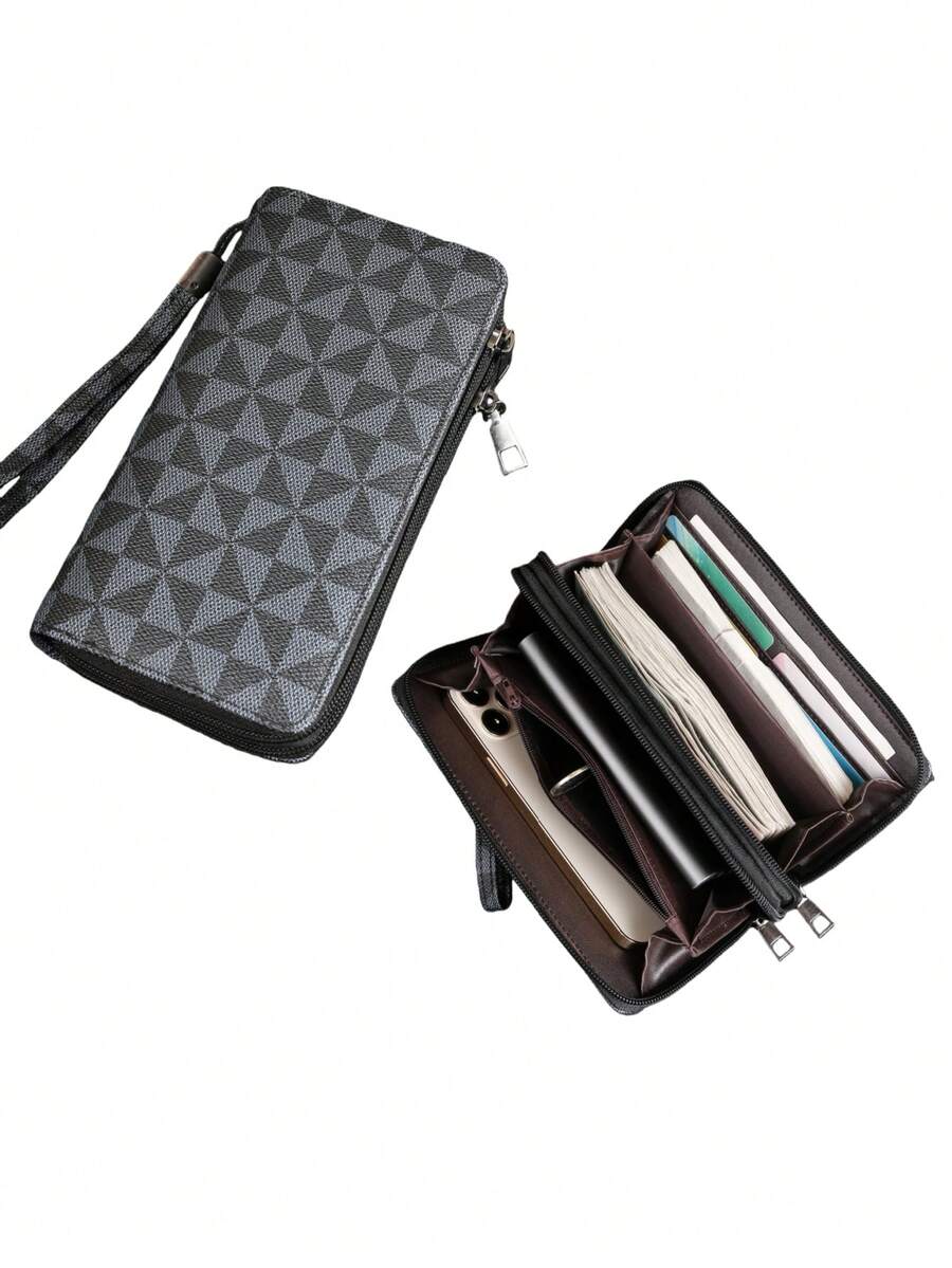 HOVI'S Túi xách cầm tay đơn giản phong cách retro, thời trang công sở, dung tích lớn, đa chức năng, dùng khi đi du lịch, đựng điện thoại. - màu đen - Xem 1