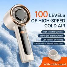 1pc Portable New Mini Handheld Turbo Fan 1200mAh Smart Digital Display Fan Long Battery Life - Multicolor - View 3