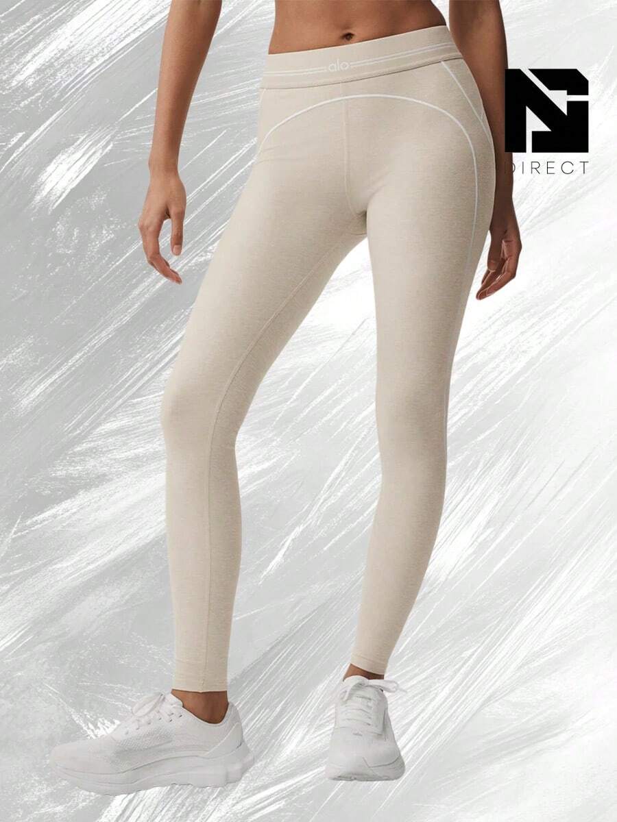 Alosoft High-Waist Heart Throb Legging - Oatmeal Heather/White - View 1