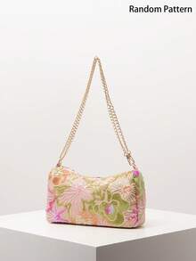 Sequin Floral Embroidered Women's Shoulder Bag, Metal Chain Strap, Suitable For Evening, Party, Wedding - Multicolor - View 2