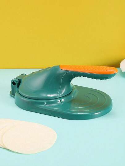 Brodark 1pc Vintage Green & Orange Manual Plastic Dough Roller, Easy To Make Uniform Round Dumpling Wrappers, Non-Slip Handle