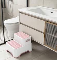 2 Step Toddler Step Stool Anti-Slip Sturdy Potty Training Stool For Bathroom Kitchen Sink Toilet Helper For Kids Girls (Pink) - PINK - View 4