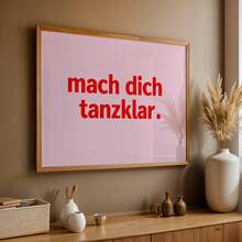 1 pièce Impression sur canevas murale verticale sans cadre, fond rose pâle, citation allemande rouge << Mach Dich Tanzklar », affiche typographique, décoration murale thème danse esthétique bohème pour studio de danse, chambre, salon, club, maison de style western, cadeau inspirant - A - Voir 6