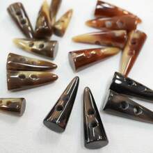 Front Yellow Button Classic Triangle Resin Floral Pattern Straight Ox Horn Tip Buttons - 30pcs random color - View 2