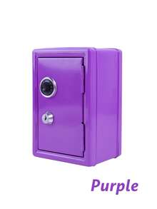 1 pieza de Hucha vertical, Caja de almacenamiento de monedas de metal, Alcancía pequeña de escritorio con llave y cerradura con contraseña, Organizador de suministros de oficina, con cajón incorporado, regalo ideal para familia y amigos - Rosa - Ver 9