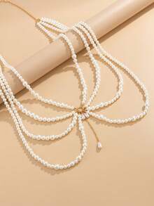 1件海洋度假风多层仿珍珠串珠流苏腰链，优雅奢华，适合海滩度假、派对、日常休闲、街头拍照等场合，是女士节日百搭饰品礼品。 - 腰鏈 - 查看 6