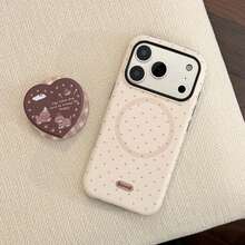 Ốp điện thoại từ tính GUCADI, họa tiết trái tim mơ + chú chó sô cô la cam, hình chú cún chấm bi nâu tối giản, tương thích với iPhone 17 Pro Max, chân đế từ tính 16cm, miếng dán màn hình 15cm, họa tiết dễ thương, nữ tính, hình học, phong cách tối giản, hoạt hình, đáng yêu, độc đáo, phong cách . - Màu be - Xem 6