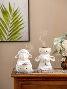 1pc Lamb Incense Burner, Creative Design, Cute Cartoon Style, Decoration, Aromatherapy Ornament, Resin Craft, Suitable For Home Decoration, Fireplace, Living Room, Office, Hotel, Festival Decoration, Desktop Decoration, Bookcase, Nightstand, Ideal Gift & Festival Ornament - Incense Burner - View 9