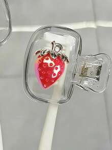 2pcs Transparent Red & Green Strawberry Pattern Toothbrush Holder, Cute Design Portable Home & Travel Storage Box With Transparent Cover, Compact & Convenient, Protect Toothbrush Head, Dual-Hole Drainage & Ventilation, Suitable For Home, Dorm And Outdoor Use - Multicolor - View 14