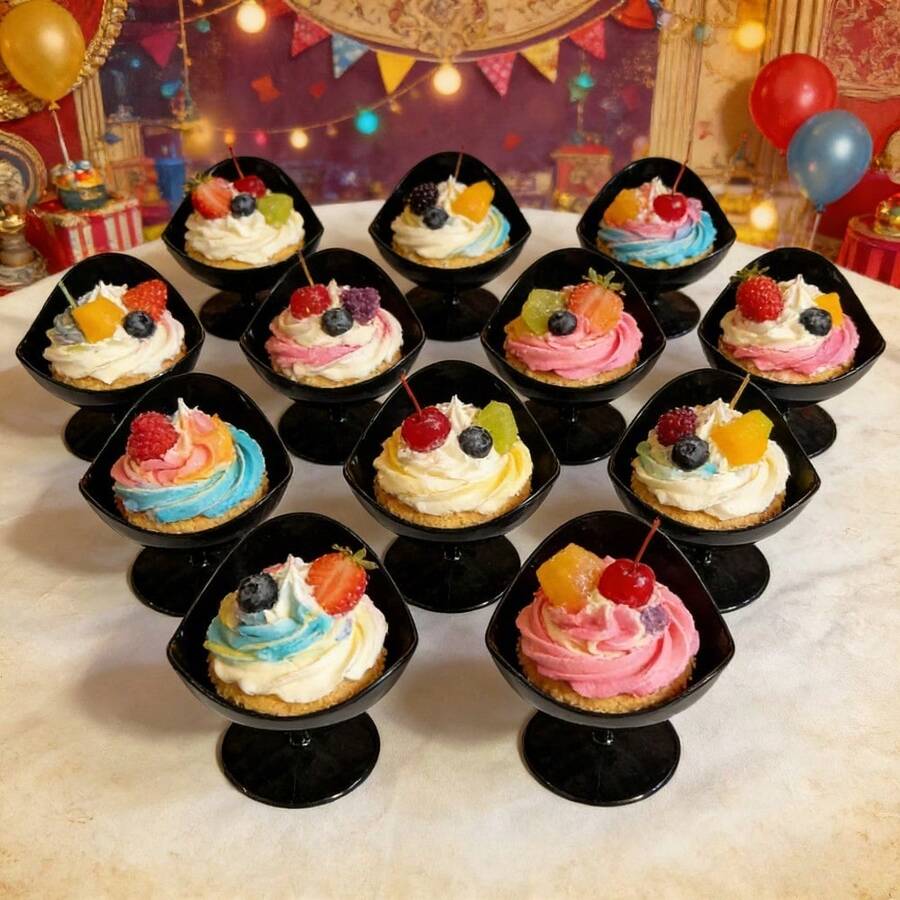 Ly nhựa đựng kem parfait 60ml, ly sữa chua mousse, ly dồi tiết, ly tráng miệng màu đen sáng tạo, ly nhựa đựng kem parfait. - màu đen - Xem 1