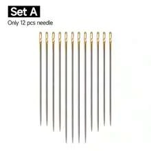 12支装不锈钢易穿线侧孔缝纫针，老年人手工缝纫针，家居工艺用品 - 混合配送 - 均碼 - 查看 11