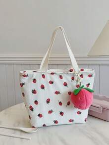 便携式保温午餐包，防水午餐盒手提袋，学生午餐包，可爱豹纹和花卉图案，粉色 - 米色 - 查看 7