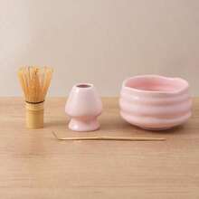 4pcs Japanese Matcha Tea Set, Ceramic Matcha Bowl With Bamboo Whisk, Traditional Tea Set For Kitchen, Home Use And Gifts - Multicolor - View 5