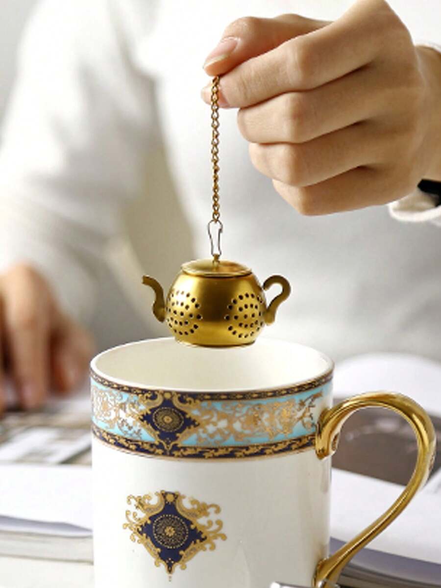 1pc Tea Pot With Cover Tea Strainer 304 Stainless Steel Tea Filter For Office Tea Brewing Device Tea Leaf Filter Tea Strainer, Integrated - Multicolor - View 1