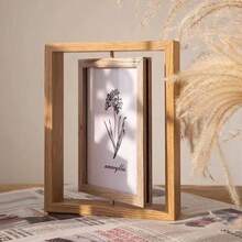 6-Inch Dual-Sided Rotating Wooden Photo Frame - Modern Minimalist Design With Heart-Shaped Pendant, Multifunctional Desktop Decor Suitable For Home, Office And Holiday Gifts - 7 Inches - View 2