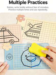 48 thẻ luyện vẽ đối xứng có thể xóa được, đồ chơi giáo dục tương tác, thích hợp làm quà tặng ngày lễ cho bé. - Nhiều màu - Xem 4