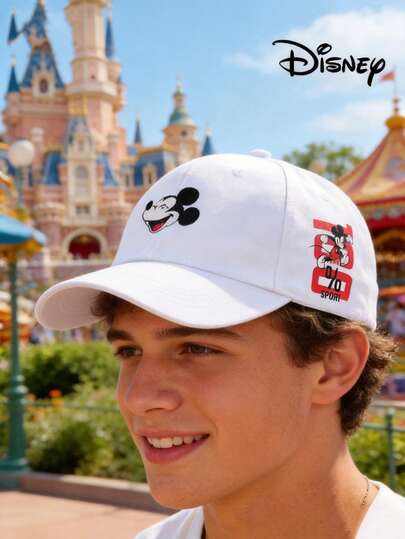 Disney 迪士尼男士棒球帽 米奇老鼠可调节成人户外运动帽 刺绣男士棒球帽