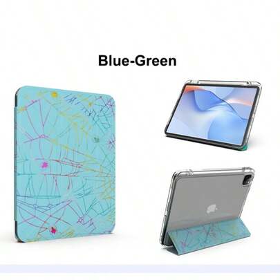 1 chiếc ốp bảo vệ máy tính bảng Air 4/5/6/7, kiểu mạng nhện nhiều màu sắc, có thể gập lại, phù hợp với thế hệ thứ 10/11/A16