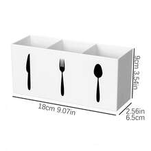 1pc 3-Compartment Kitchen Utensil Storage Box, Desktop Organizer For Cutlery, Pens, Desk Tidy, Durable Plastic - Multicolor - View 16