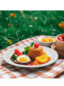 100个/包，6英寸加厚纸盘，派对餐盘，一次性餐盘，可重复使用且防漏，适用于庆祝活动、派对、性别揭晓派对、薯条、薯片、热狗、墨西哥卷饼、烧烤、聚会、野餐、婚礼等场合。 - 彩色 - 查看 6