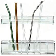 9.8 Inc Double-Layer Re And Wasable Large Acrylic Cabinet Straw Older Organizer Wit Traces O Adesive Ce-Sang Sage Rack  Cabinet Door Clear Straw Cabinet Older - 清除 - 查看 1