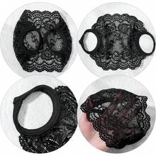 Grevosea 2 Pack Lace Face Masks, Breathable Mesh Half Face Cover Mesh Hollow Faces Shield Mask Protection For Women Pink Grey - 粉紅色+灰色 - 查看 3