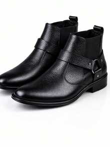 BOTA CHELSEA DE HOMBRE HECHO DE PIEL POR DENTRO Y POR FUERA APROPIADA PARA TODO TIPO DE EVENTO, BOTA COSIDA A MANO CON SUEL ANTIDESLIZANTE, MODA, CALIDAD, CONFORT, ELEGANCIA, TODO EN UN SOLO PRODUCTO - Negro - Ver 2