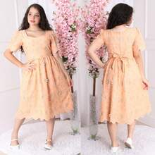Junior Lace Dress - Coral Orange - View 5