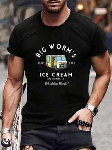 Men's Casual Crew Neck T-Shirt - 黑色 - 查看 2
