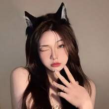 Black Cute Cat Ear Headband, Inspired By Wolf And Fox, Fluffy & Washable, Cosplay Prop, Anime Lover Halloween Gift - Multicolor - View 8