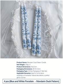 1/2/4 Paquetes de velas cónicas con patrones de porcelana azul y blanca, regalo del Día de la Madre, velas de soja sin humo hechas a mano, decoración de escritorio estilo chino, decoración elegante de habitación, ideal para decoración de bodas, regalos de inauguración de casa, recuerdos de festivales y regalos de negocios - Velas de porcelana azul y blanca - Ver 17