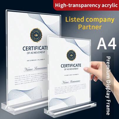 A4 Acrylic Sign Holder, 1/3pcs T-Shaped Acrylic A4 Menu Display Stand, Suitable For Posters, Office, Shops, Restaurants, Home Decor