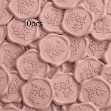 5/10/20pcs Eucalyptus Pattern Self-Adhesive Wax Seal Stickers, Rosemary Envelope Wax Seal Stickers, Retro Embossed Wedding Invitation Envelope Stickers Wax Seal Stickers, Envelope Stickers, Envelope Seal Self-Adhesive Gold Stickers For Thanksgiving Cards/Gift Packaging/Wedding Engagement Party Invitations, Wedding Parties, Birthdays, Valentine's Day Envelope Stickers - one-size - View 10